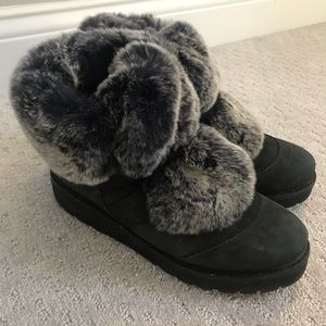 Leather warm chinchilla fur inside-out